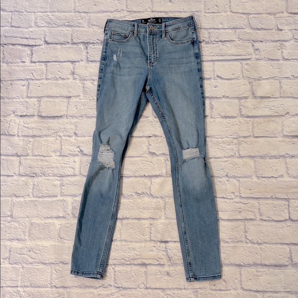 Hollister High Rise Super Skinny Light Wash Blue Denim Skinny Jeans Size 3R/26